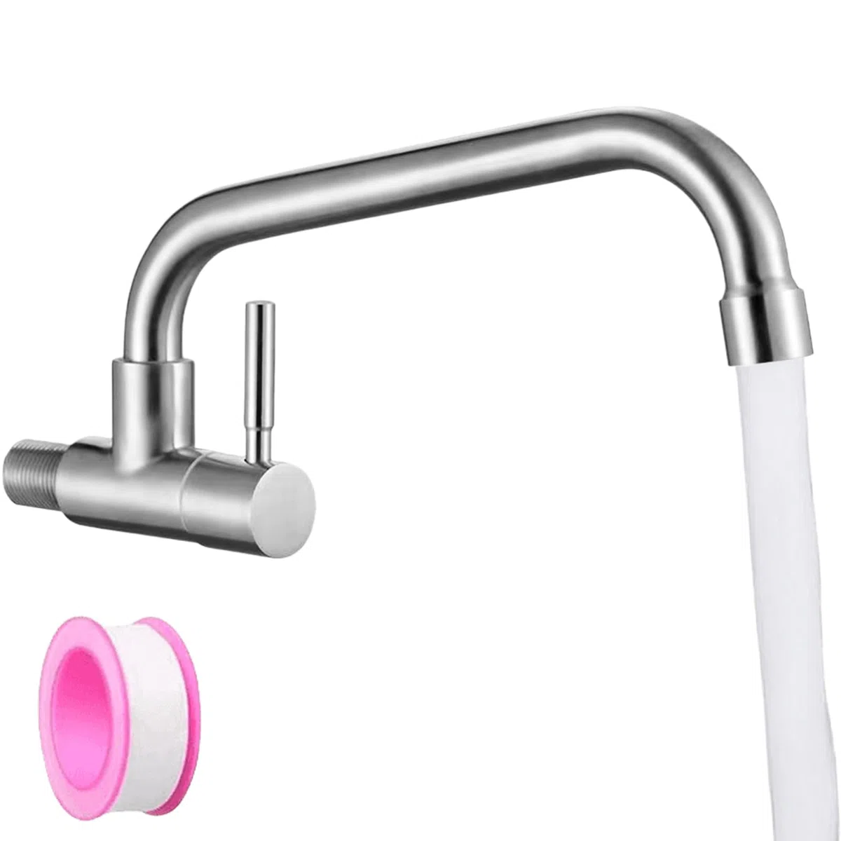 Moderno montaggio a parete, rubinetto per acqua fredda a parete in acciaio inox, rubinetto per acqua fredda con rotazione di 180°, rubinetto da bar, rubinetto da parete per bagno, montaggio a parete