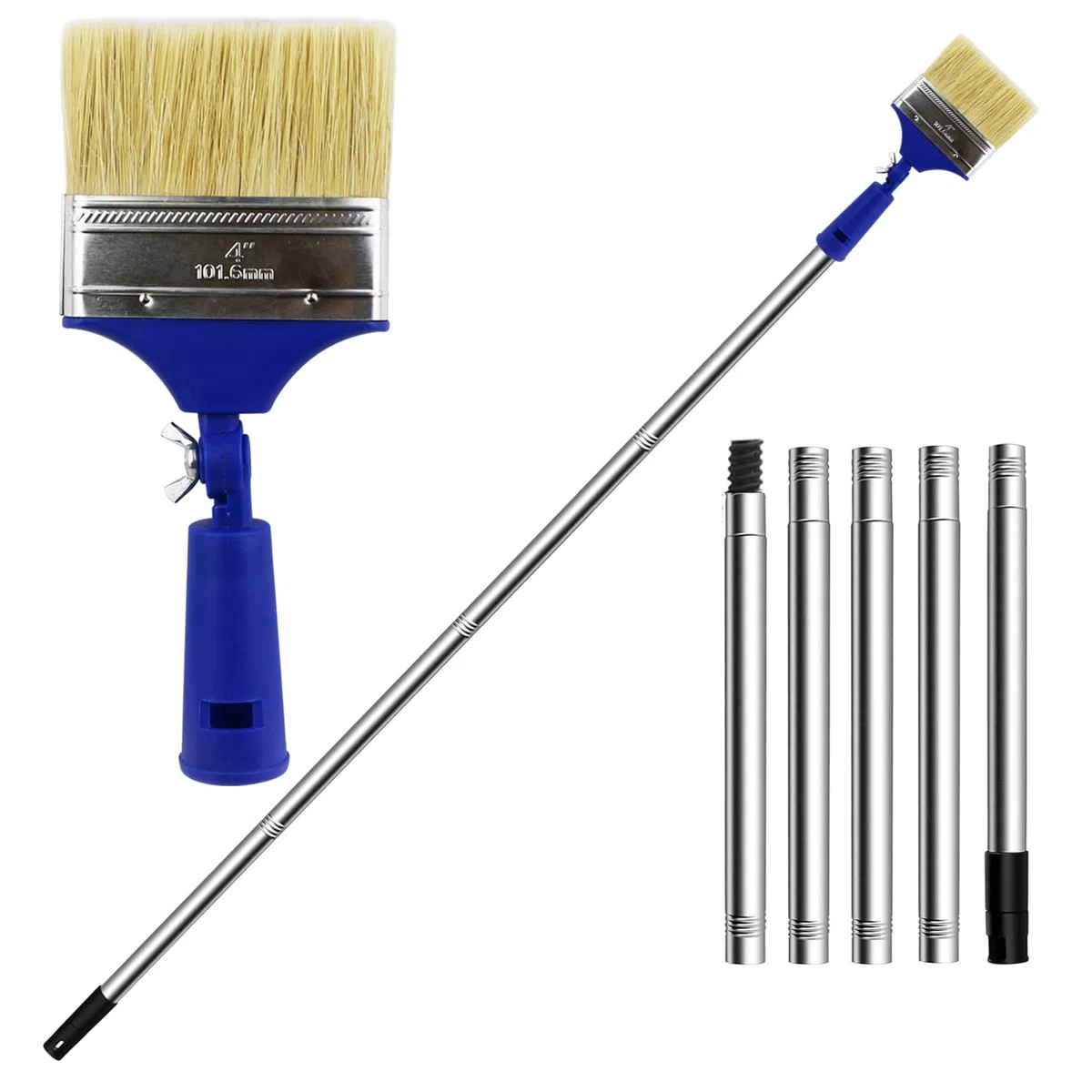 Pennello da 10,2 cm con asta staccabile estesa, spazzola con setole per la pulizia delle superfici e pittura di pareti e soffitti, ideale per capannoni, recinzioni e altri legni