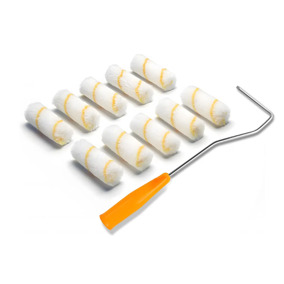 Set di Rulli da Pittura 10 cm con Staffa – 10x Piccolo Rullo per Pittura Murale, Soffitti e Porte – Set di Rullo Vernice con Applicazione Pulita e Senza Striature