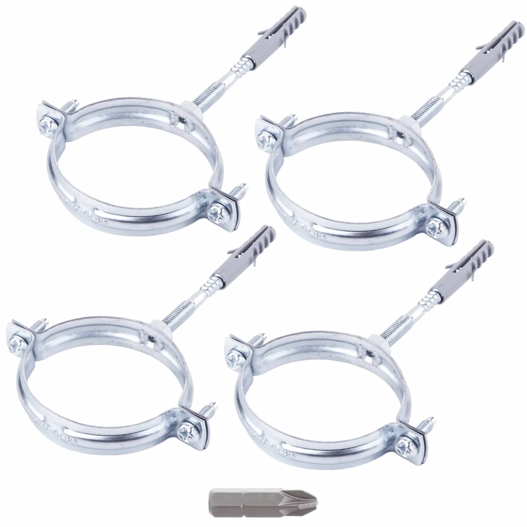 SKIR'CO Supporto per tubo regolabile per diametro 60-64 mm, 4 pezzi, argento