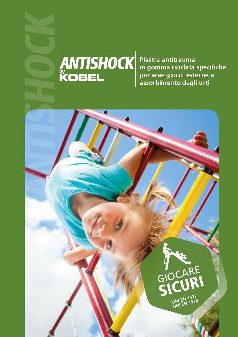 N. 1 scatola di 4 Piastrelle in gomma anticaduta cm 50x50, cm. 2,5 (Totali mq. 1), colore VERDE. Pavimento tappeto parco giochi, palestre. Piastrella gomma antitrauma, antishock CERTIFICATA