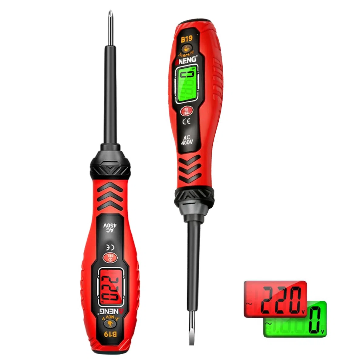 Tester di tensione con cacciavite, strumento di prova elettrico, tester di tensione intelligente senza contatto, doppia gamma AC 11 V/30 V – 1000 V, Phase/Neutral ElektroTester, Punti di arresto
