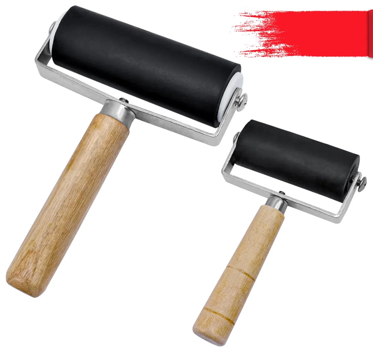 2pcs Rullo Brayer in gomma,Rullo Gomma per Pittura,Robusto, Leggero, Facile da Tenere,Rullo di gomma Brayer,9.7cm and 7cm,Per Il Processo Di Stampa, Stampa Di Piastrelle In Linoleum