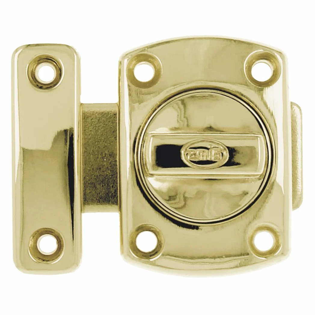 Amig - Perno sovrapposto - 40 x 56 mm - Adatto per porte di passaggio in legno - Chiusura cilindrica girevole - Chiusura per bagno, camera da letto o ufficio - Chiusura di sicurezza - Zama dorato