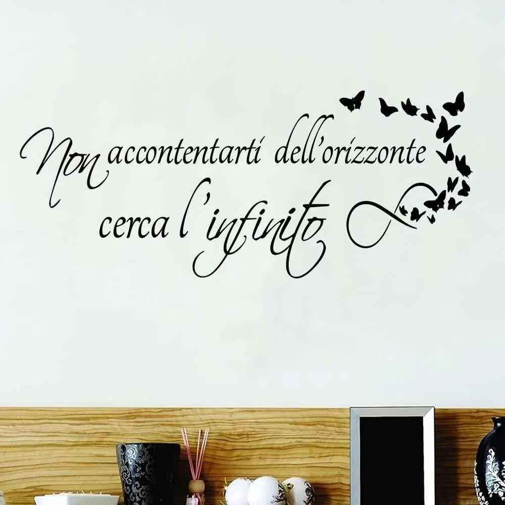 Scritte Adesivi Murali Frasi Italiano - Nero Frasi Farfalle Adesivo da Parete per DIY Casa Cucina Camera da Letto Adesive per Pareti Soggiorno Ufficio Decorazione Murale