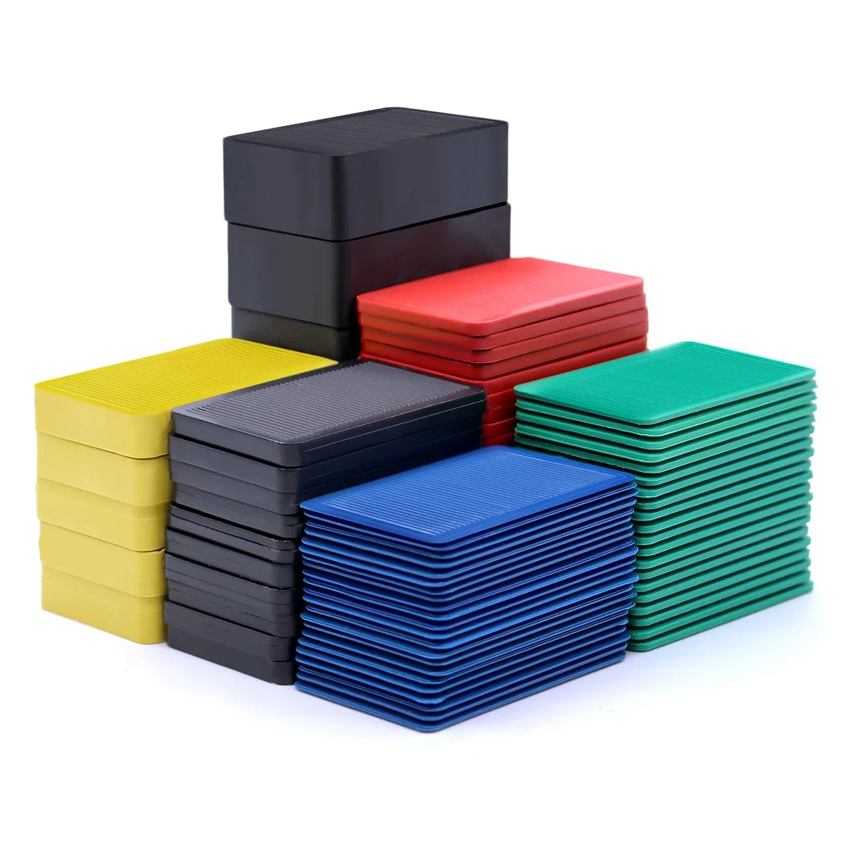80 Pezzi Spessori in Plastica 60 × 40 mm, Distanziatori Piatti per Vetri e Piastrelle, Cunei per Parquet, Spessore Per Mobili, Distanziali| Set: 2, 2,8, 3,5, 5, 10, 20 mm