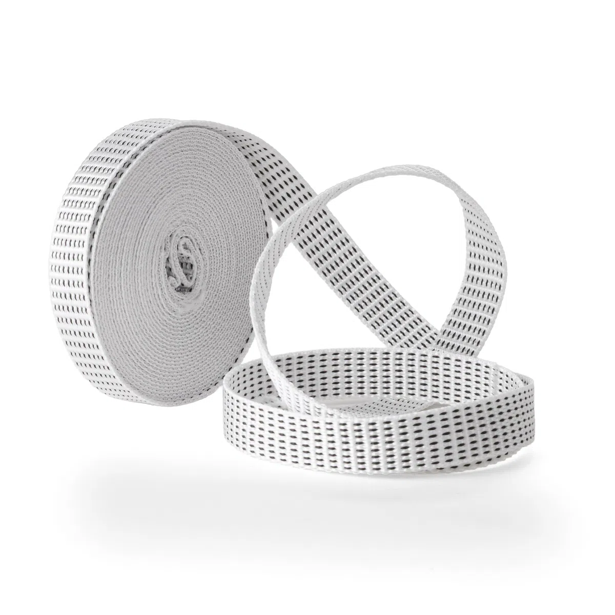 Cinghia per Tapparelle Avvolgibili Bianco di 18mm x 6m Super Resistente Corda di Ricambio per Bobina di Tapparella Interno Rinforzato per Avvolgitore (Bianco/Puntinato, Cinghia 18mm)