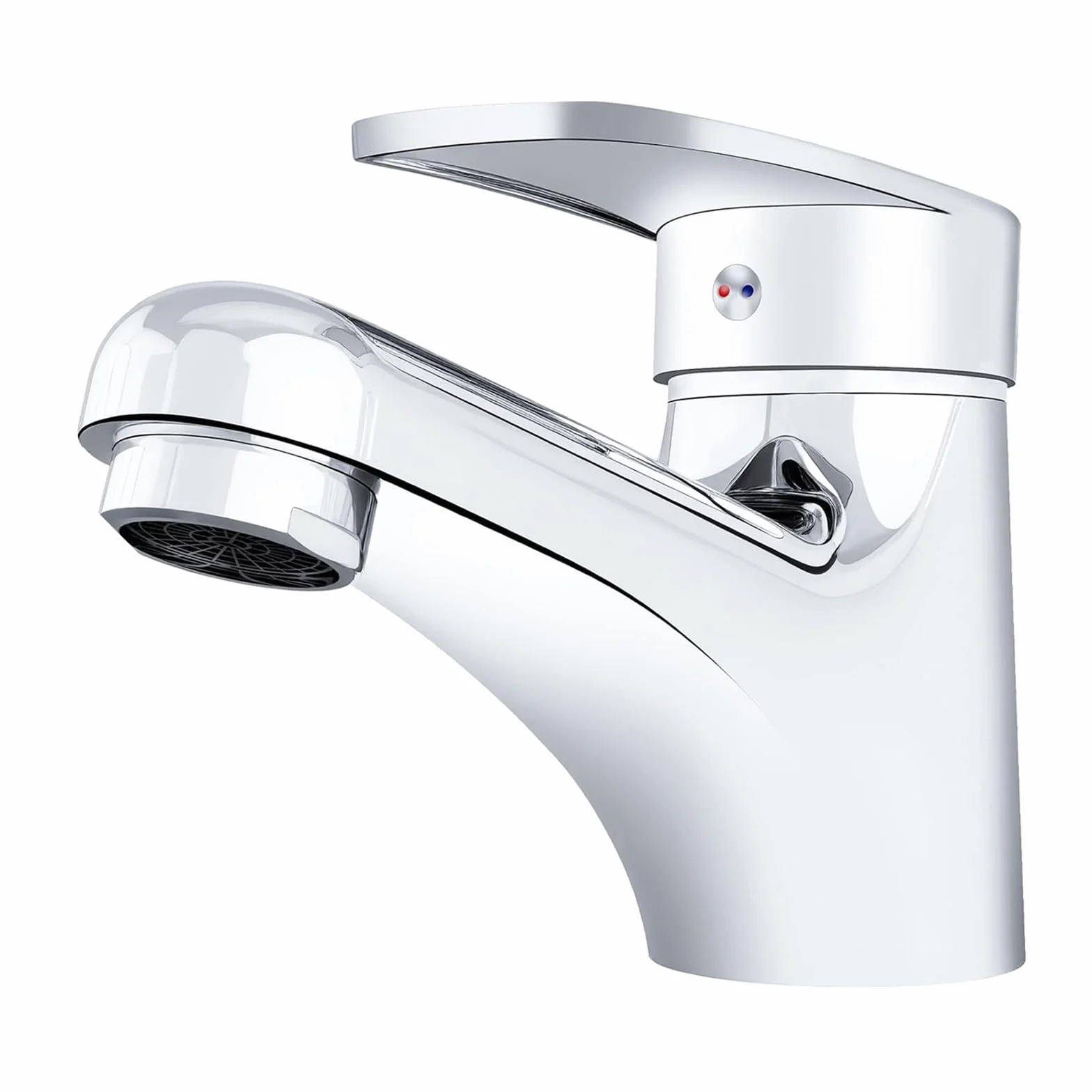 VOLTIX Rubinetto Bagno Lavabo Monocomando, Miscelatore Lavabo con Flessibili da 40cm, Rubinetto Bagno Cromato Facile da Installare, Design Moderno per Lavandini