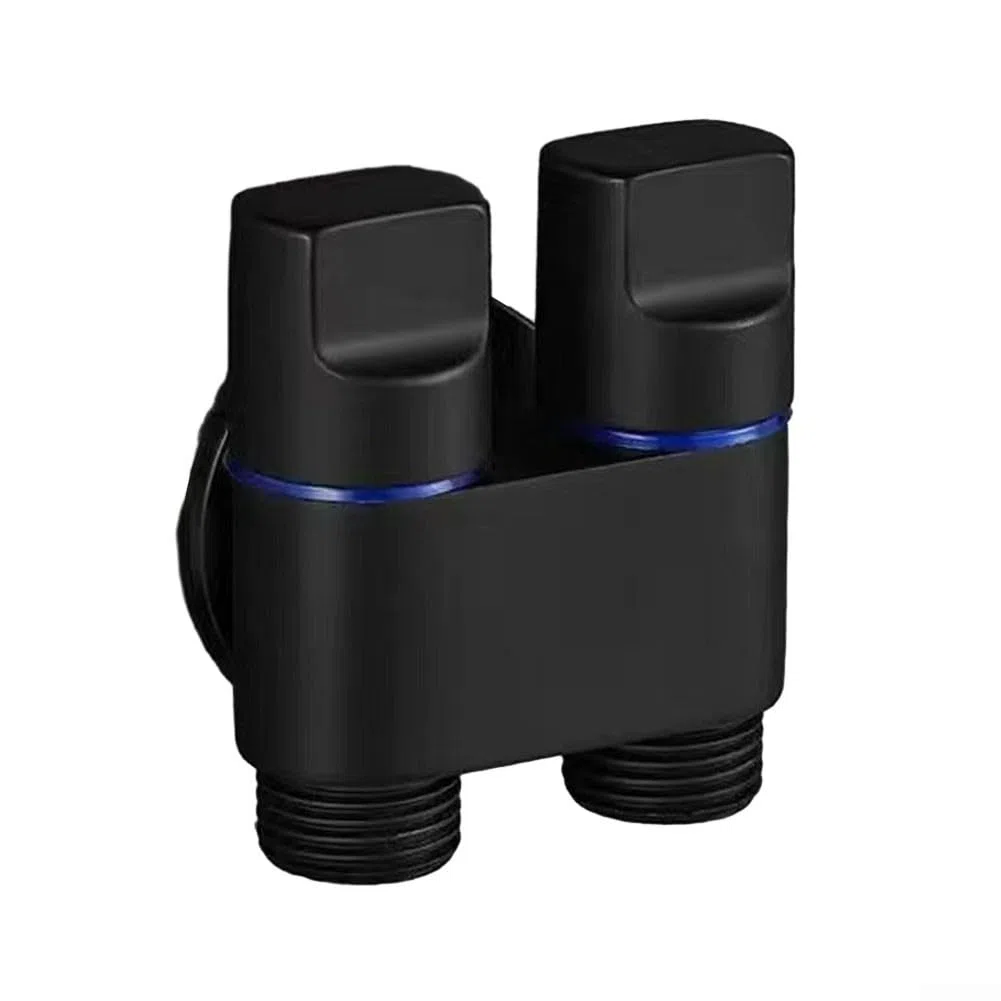 G1/2 1-in-2 Out doppia valvola di controllo, rubinetto lavatrice WC valvola triangolare per lavatrice (nero)