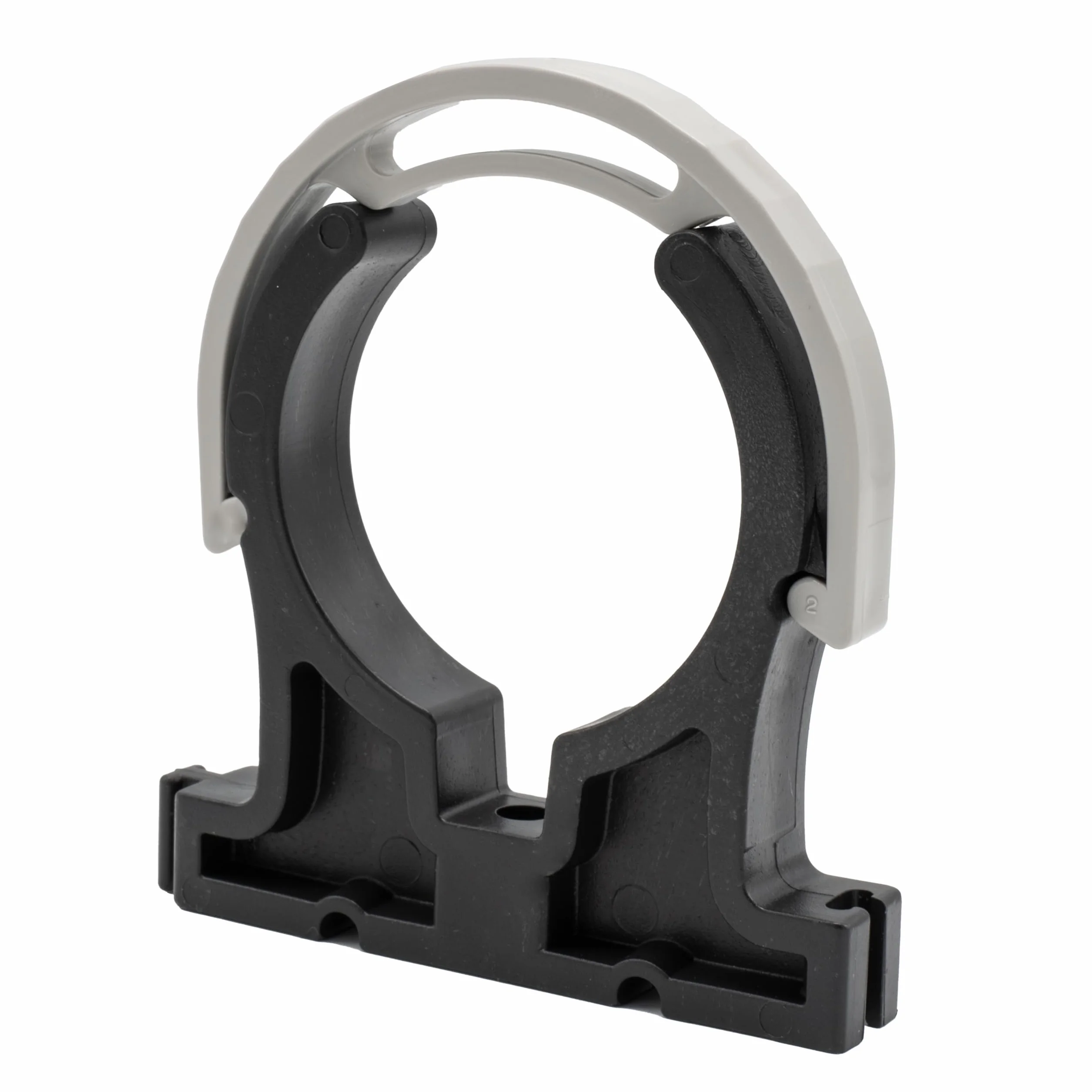 Supporto tubo PVC 50 mm I Fascetta con clip di chiusura e foro per vite in PVC rigido nero I Per tubazioni piscina pressione e aspirazione I Set 10 pezzi I bm048
