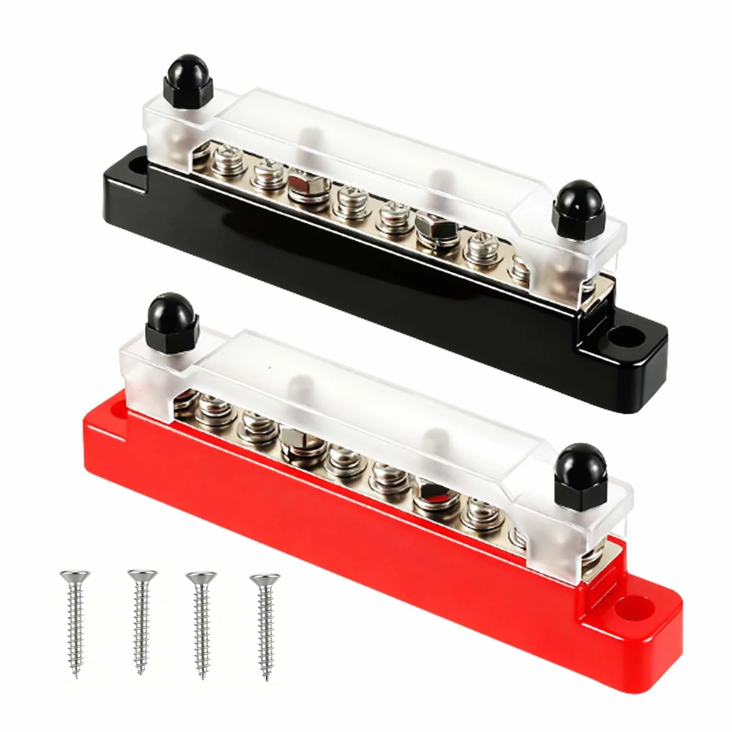 2 Blocco di distribuzione della barra collettrice 12V-48V CC, blocco di distribuzione dell'alimentazione 150A con 6 bulloni terminali M4 e 4 bulloni terminali M6 per auto,camper,camper,camion