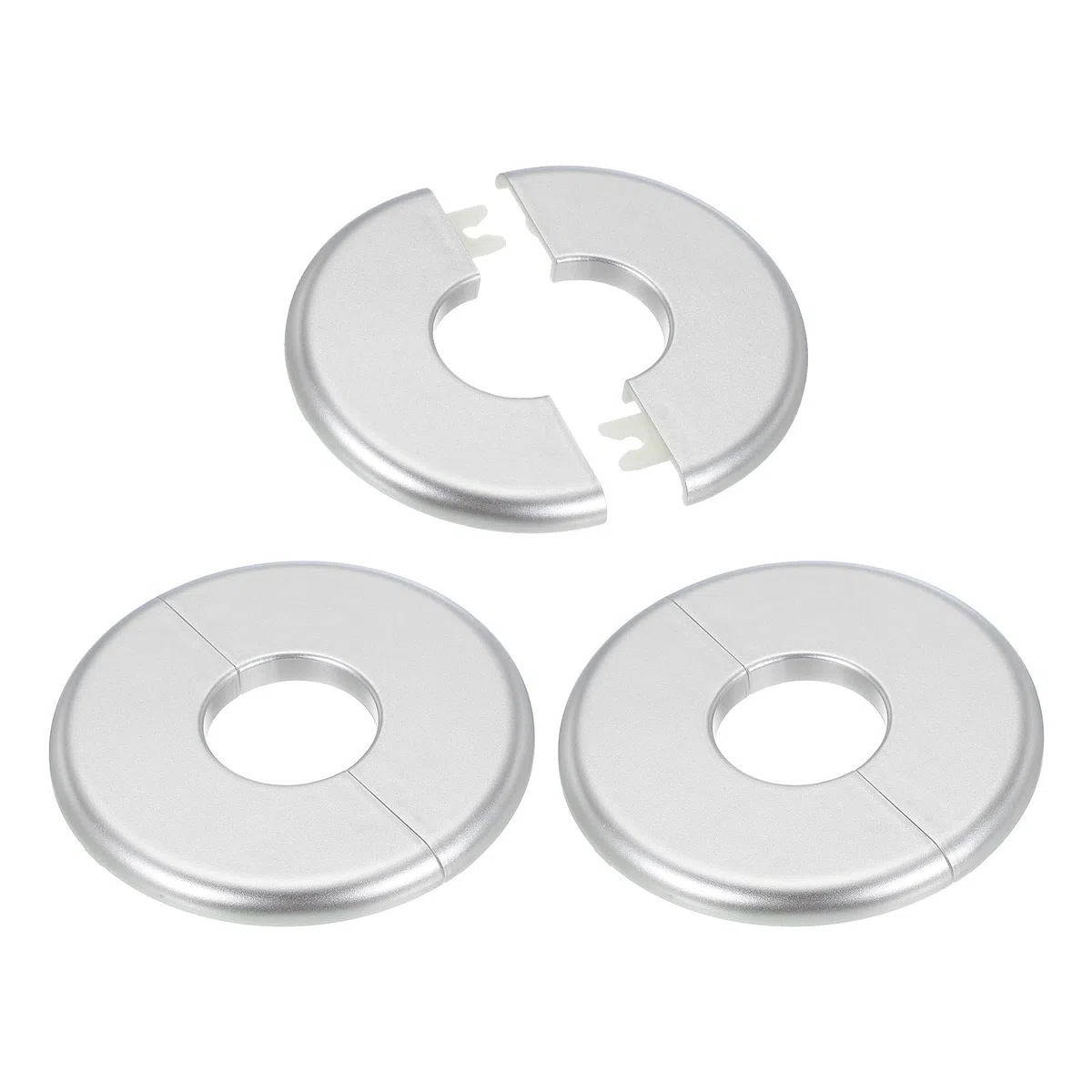 PATIKIL 3 Pezzi Flangia Divisa a Parete 1,36"/34,5mm Fibbia Piastra di Copertura per Protezione Autoadesiva Rotonda ABS per Rubinetto Tubo Acqua Doccia Decorativa, Argento