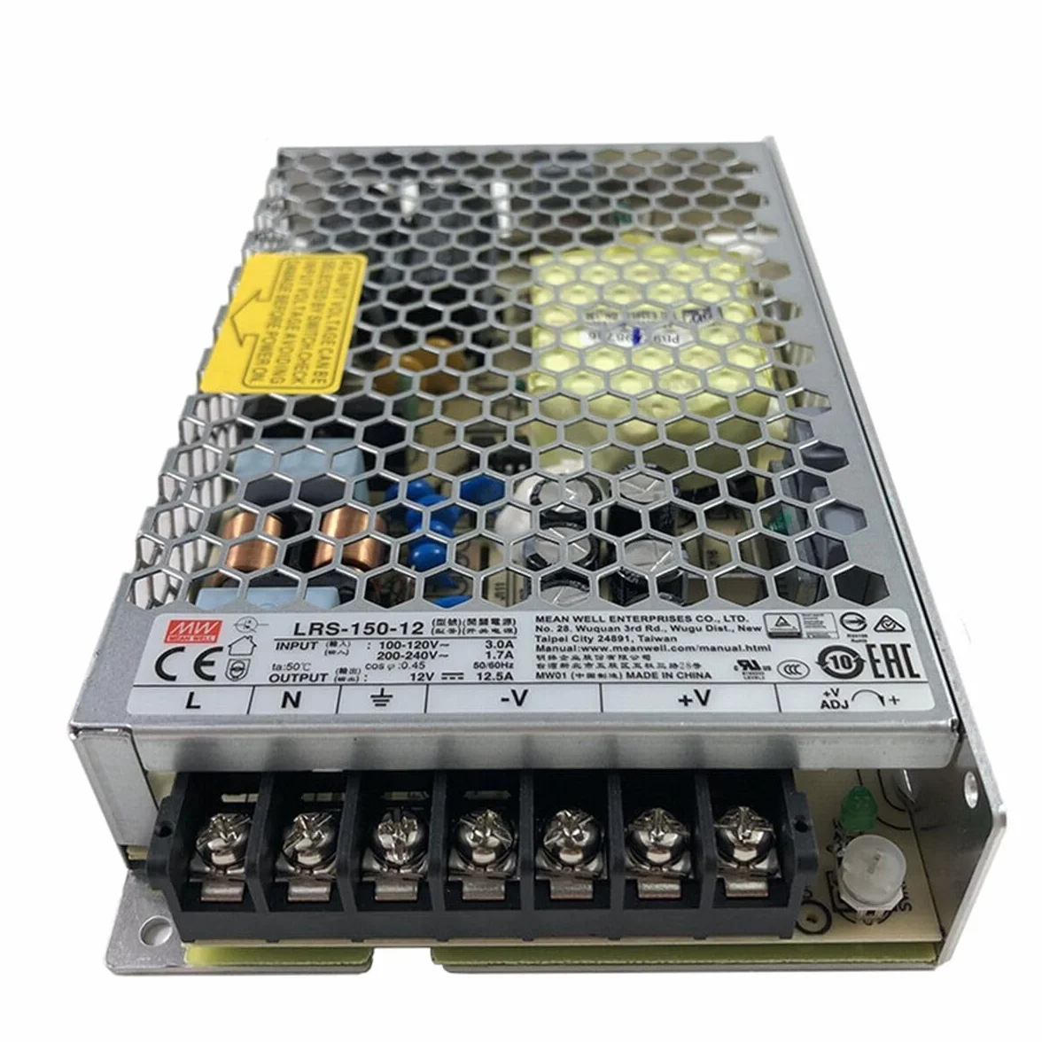 KingLed - MeanWell Alimentatore LRS-150-12 Potenza Max 150W DC 12V IP20 Trasformatore Mean Well per Led - COD. 1986