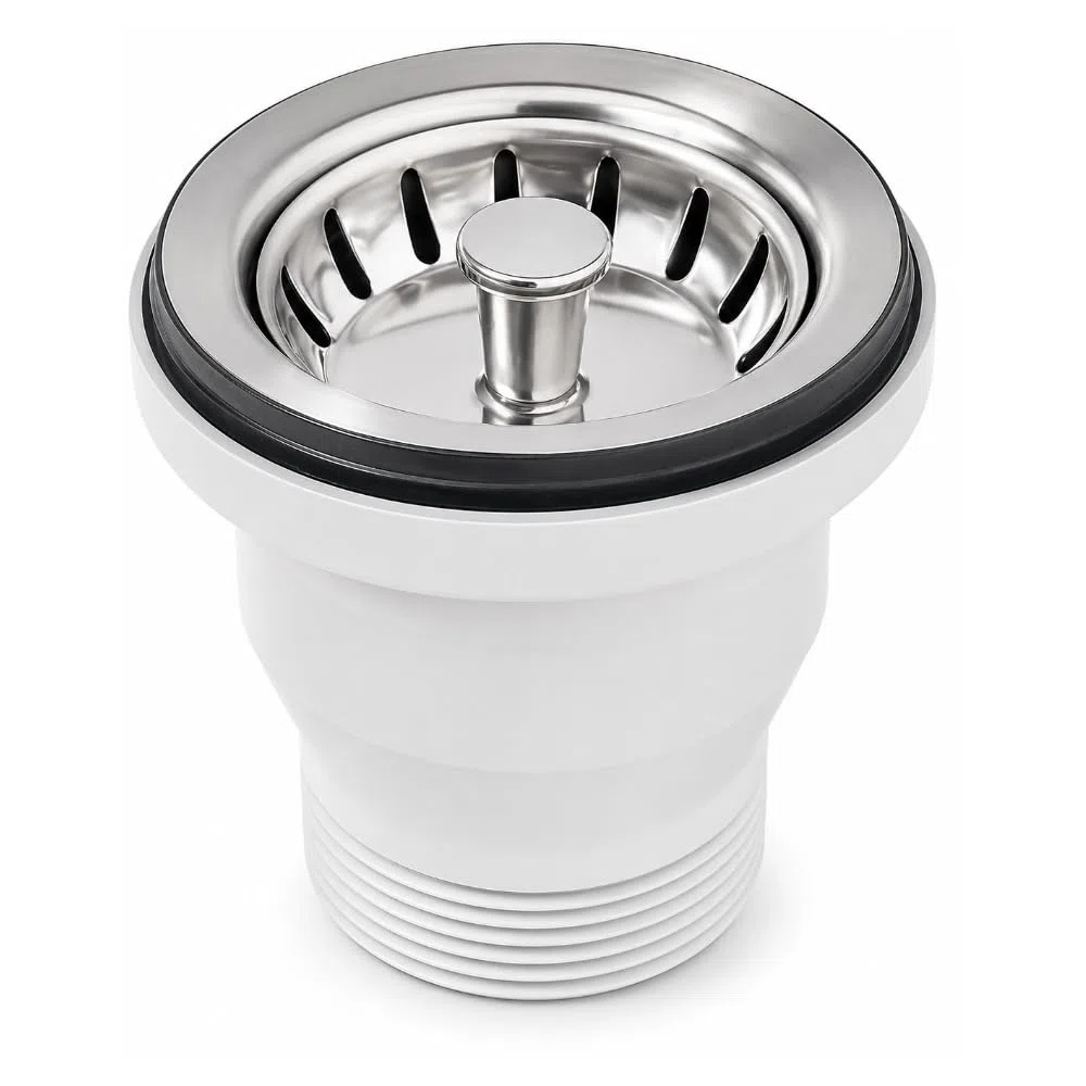 Schläfer 3439715 | Piletta di Scarico 70 mm per Lavandino Cucina, Lavello Bagno, Lavatoio senza Foro Troppopieno, Compatibile con Sifone da 1 1/2, Diam Lavandino 60mm, Tappo a Cestello in Acciaio Inox