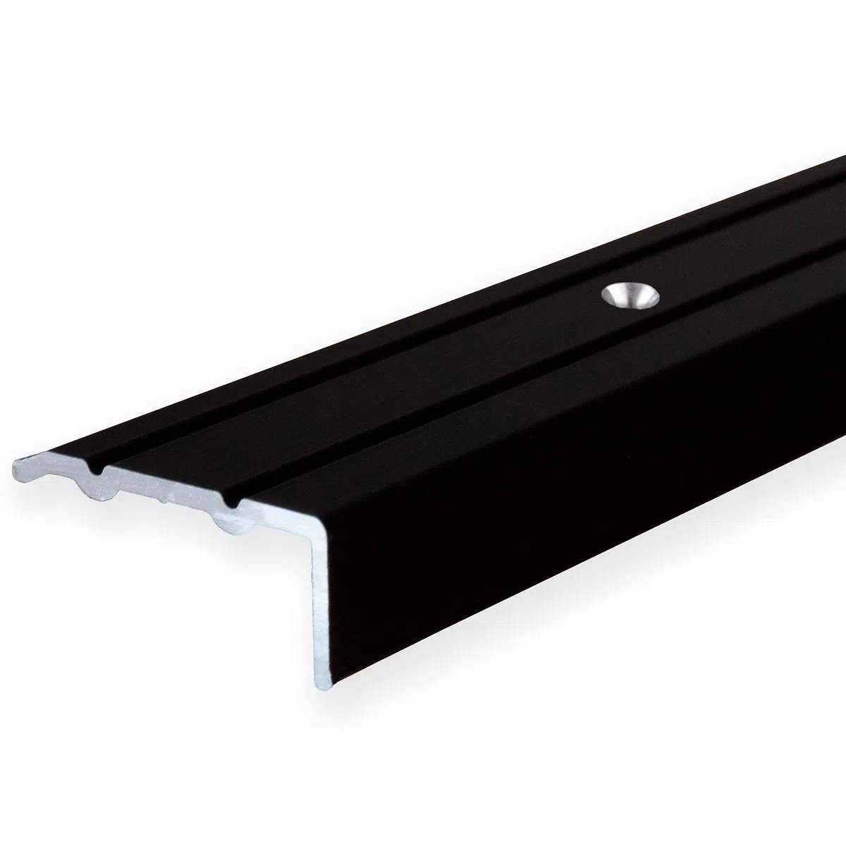 PROVISTON Profilo angolare | alluminio anodizzato | nero, larghezza 24,5 mm | altezza 10 mm | lunghezza 1000 mm | forato | profilo per scale | bordo per scale | angolo combinato, 1 pezzo