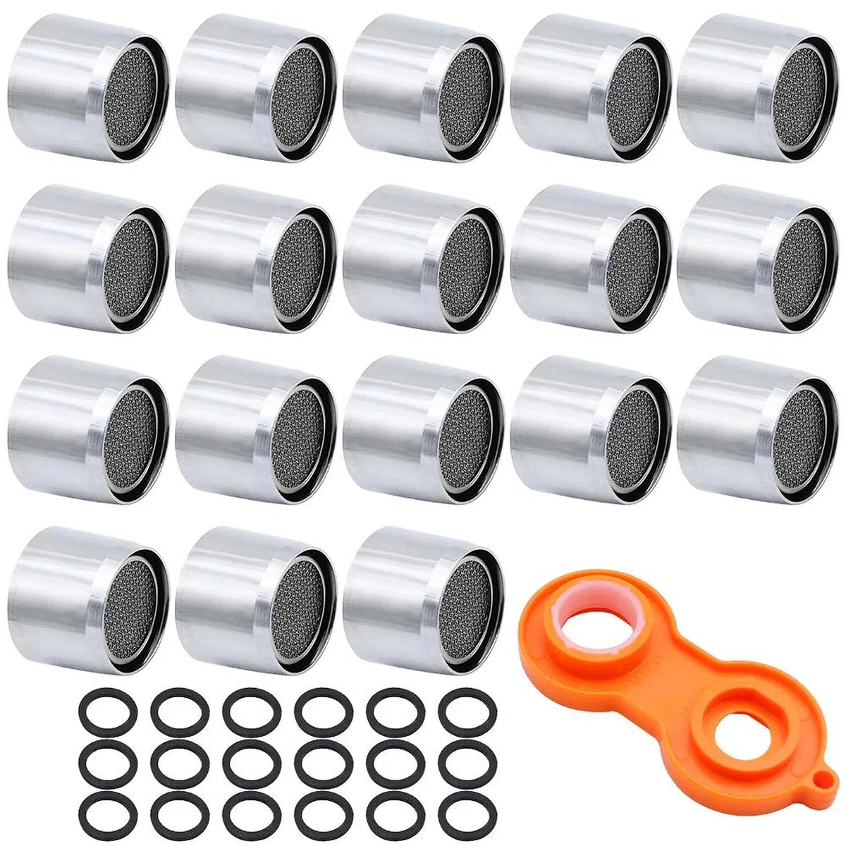 18 Pezzi Rompigetto Aeratore 22mm Filetto Femmina Acciaio Inox Cucina Bagno Rubinetto Filtro Utilizzato per Il Risparmio Idrico del Rubinetto Filettato Esterno