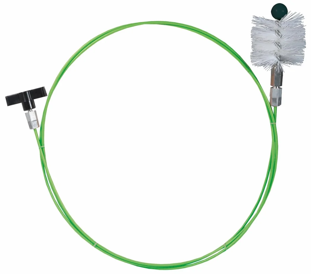Ribimex Kit Pulizia Canne Fumarie per Stufe, Sonda Flessibile in Fibra di Vetro da 5 m, Scovolo in Nylon con Diamentro 80 mm, Filettatura Standard M 12x175, Manico Ergonomico in Plastica - PRFU8050