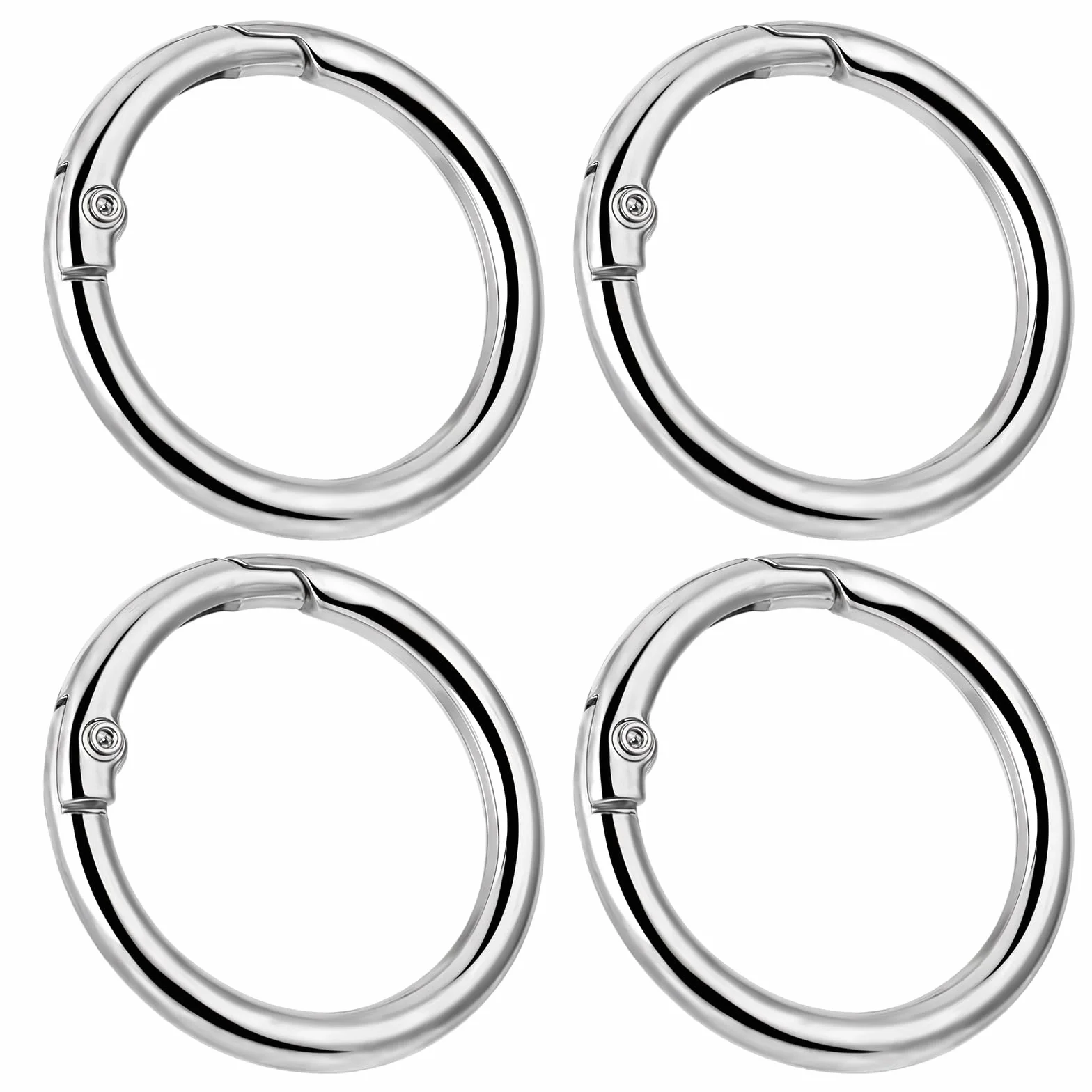 cobee Moschettone rotondo 25 mm, 4 anelli portachiavi in acciaio inox, moschettone, moschettone, portachiavi fai da te, accessori per chiavi e artigianato