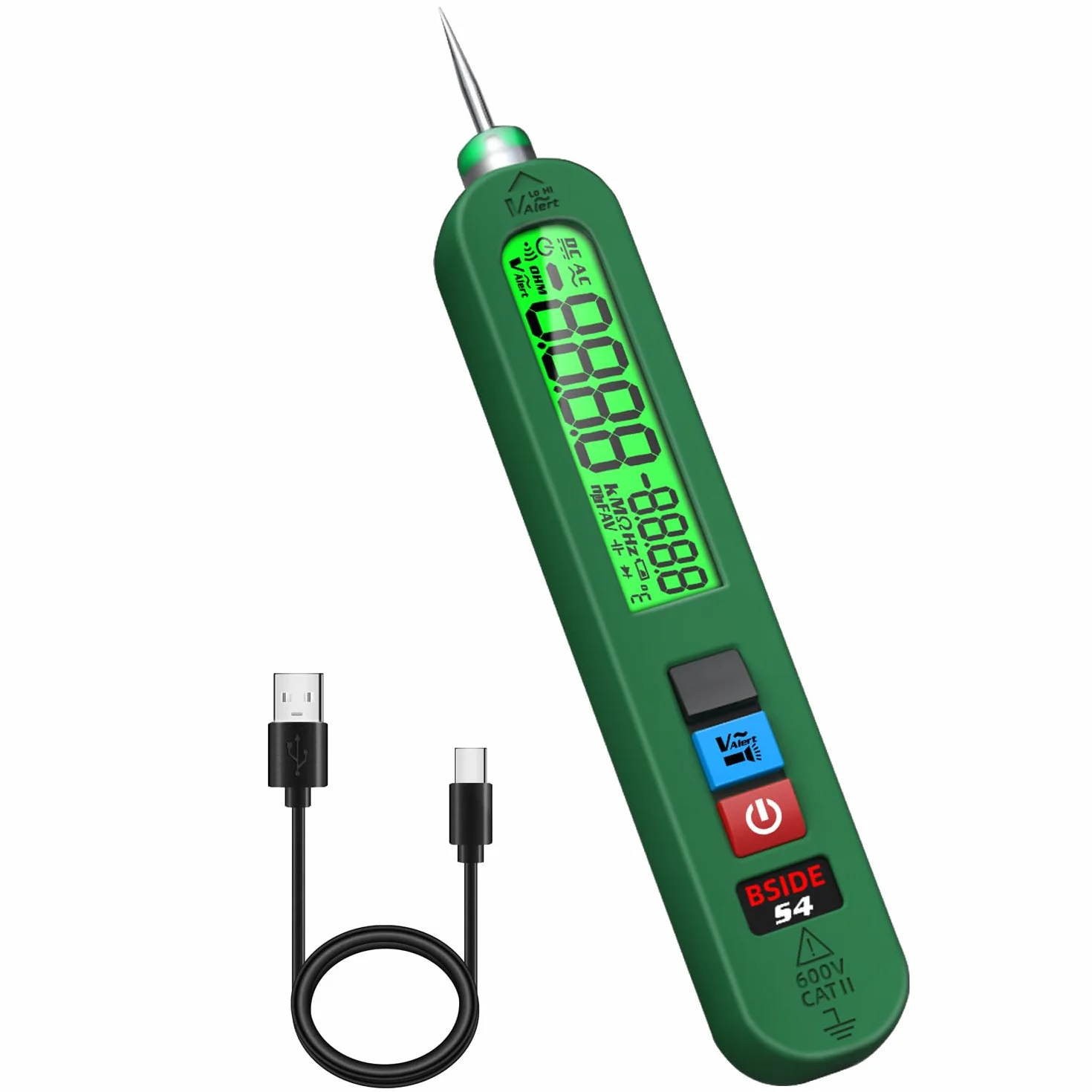 BSIDE S4 Penna Rilevatore di Tensione Senza Contatto Tester di Tensione AC 12V-300V con Grande LCD e Cicalino Tester Dispersione Elettrica Tester Elettricista Ricaricabile Senza Fili con Torcia