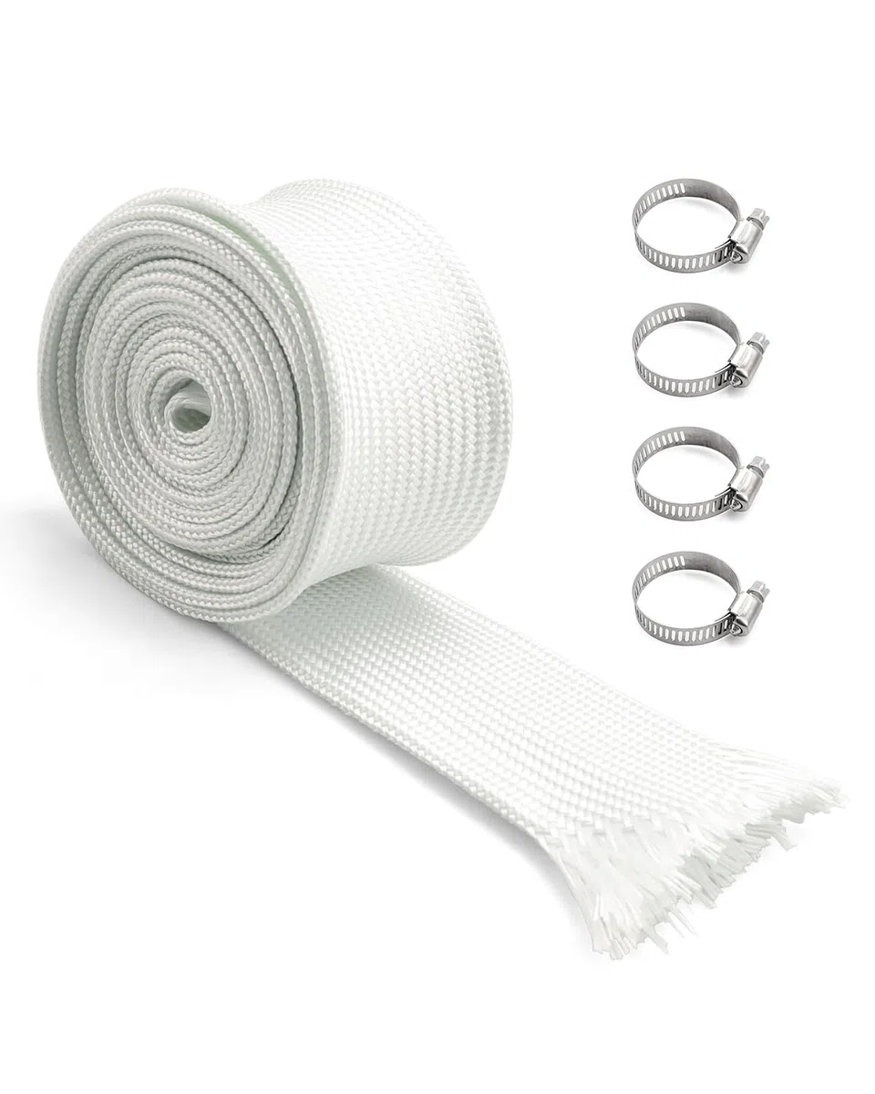 Erato 200cm 25mm Tubi di Scarico Isolante Guaina in Fibra di Vetro con 4 Fascette Protezione termica per Riscaldatore di Sosta, Riscaldatore Diesel, Generatori, Generatore di emergenza