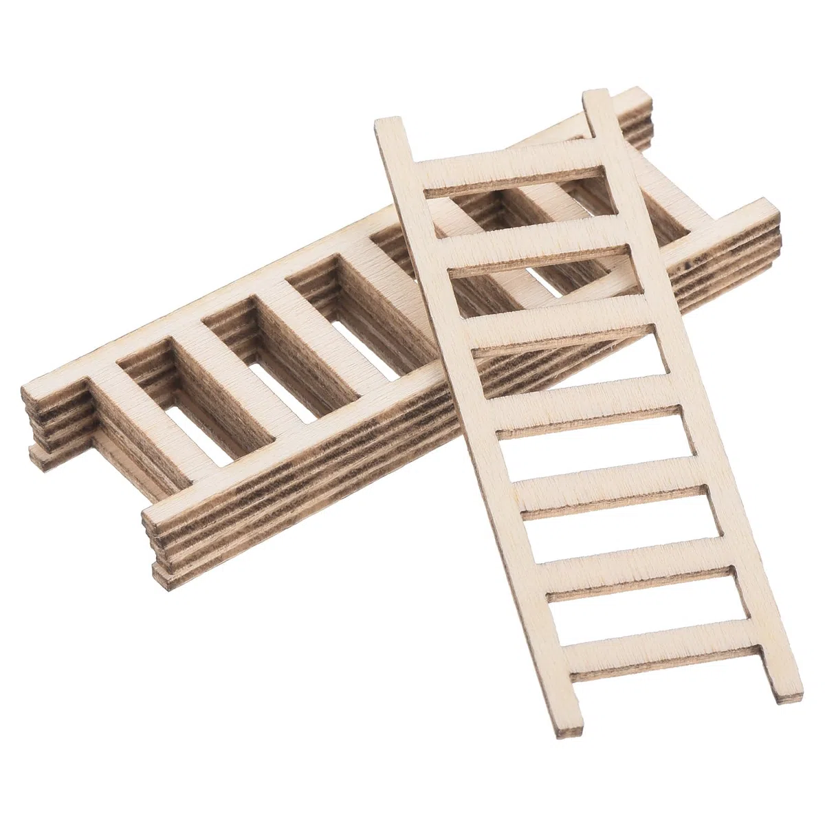 PATIKIL 2.4" Miniature Legno Scale 6 Pacco Mini Legno Casa Bambola Dritte Scale Fai da Te Artigianato Accessori Colore Naturale