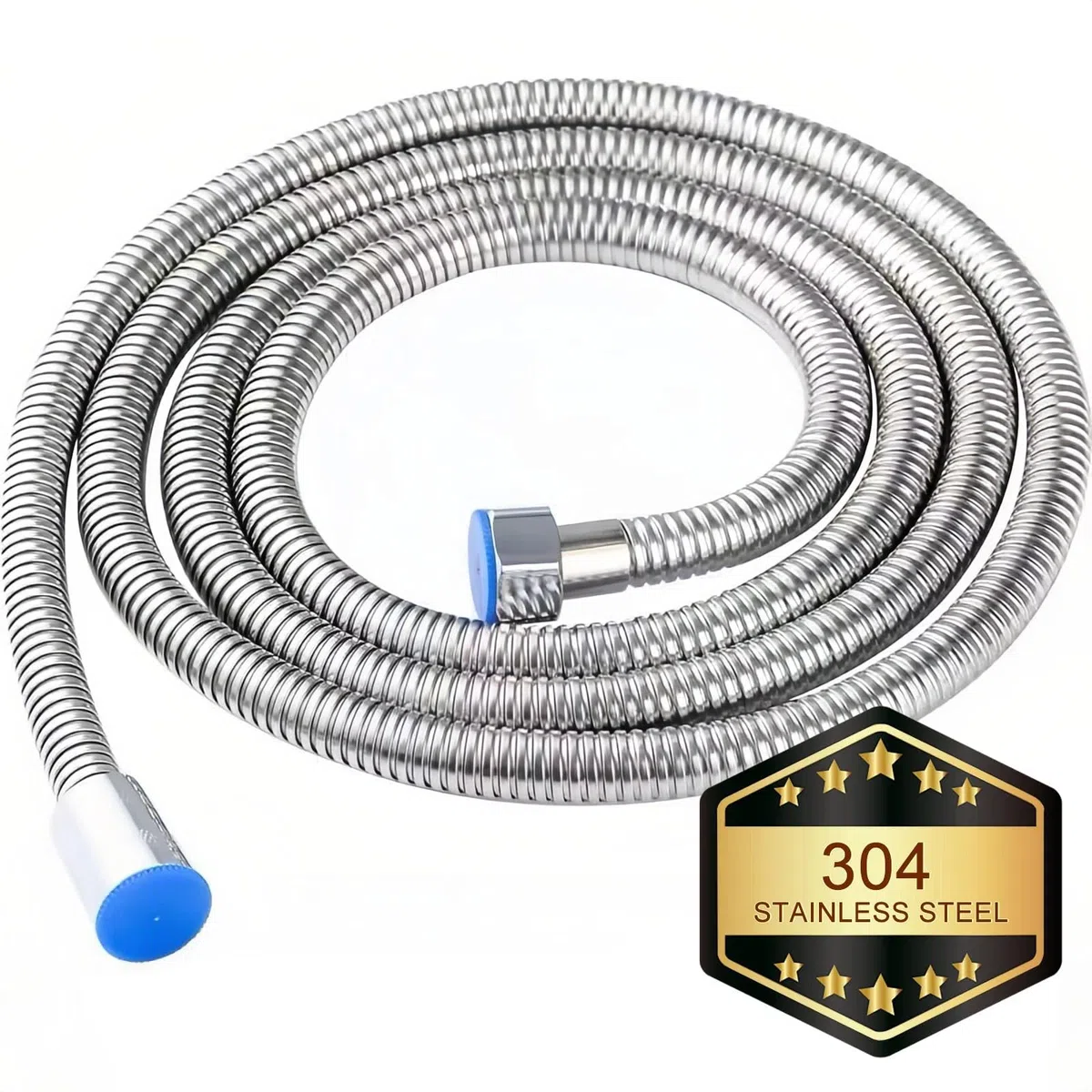 DEANKEJI Tubo per Doccia 5m, Acciaio Inox 304 Tubo Soffione Doccia, Connettore da 1/2 Pollice Tubos Flessibile Doccia, Antideflagrante Flessibili per Miscelatori, Bagno, Cucina, Hotel