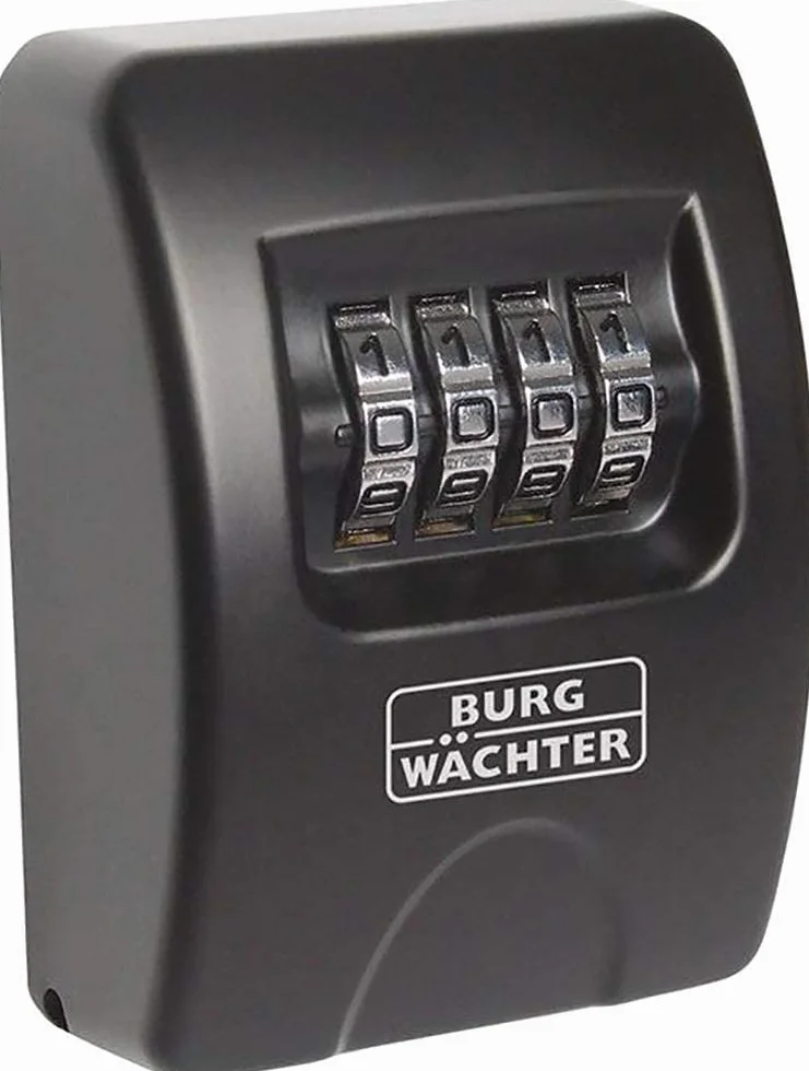BURG-WÄCHTER Cassaforte x chiavi con codice a 4 cifre, Cassaforte piccola, Per interni ed esterni, Sicura, Montaggio a muro, Key Safe 10 SB, Nero