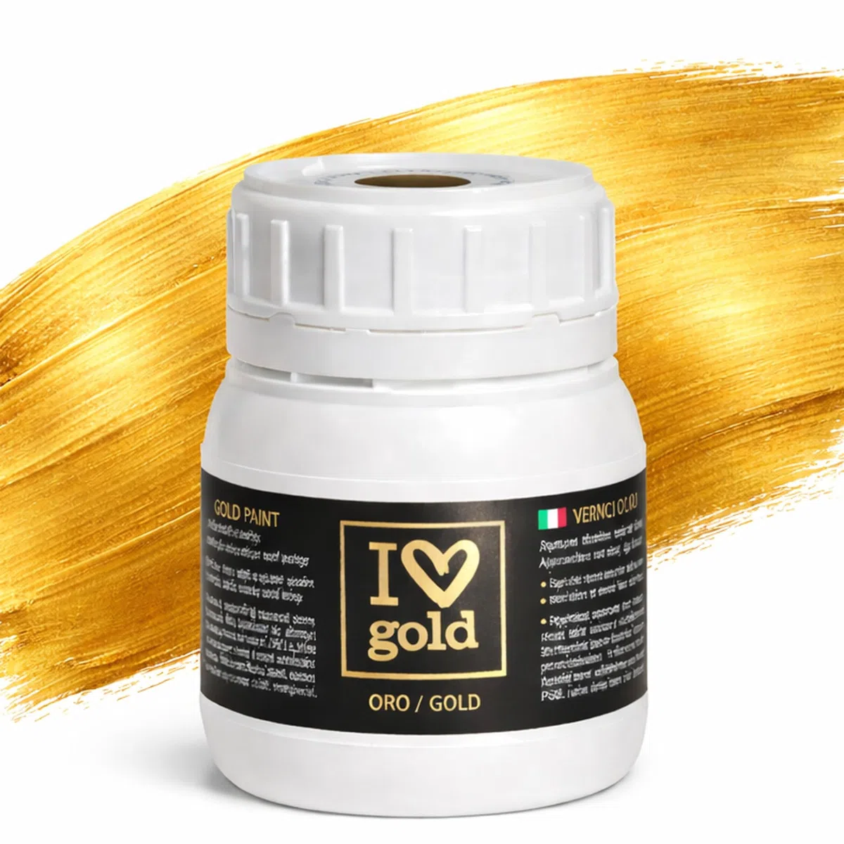 I Love Gold – Vernice Oro Italiana 125 ml – Pittura per Doratura Senza Segni di Pennello – Effetto Oro Continuo e Uniforme – Altissima Copertura – Non Serve Finitura