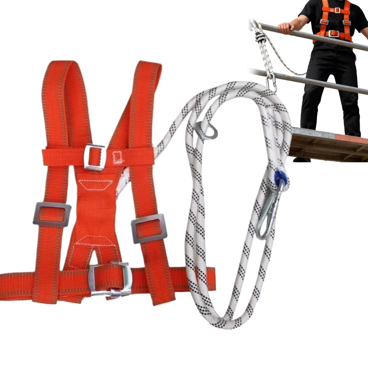 Imbracatura di Sicurezza - Attrezzatura Regolabile a Doppia,Imbracatura di Sicurezza Corporea per Tetti,per Uomini Principianti Professionisti Addetto Pulizia Finestre Magazzino