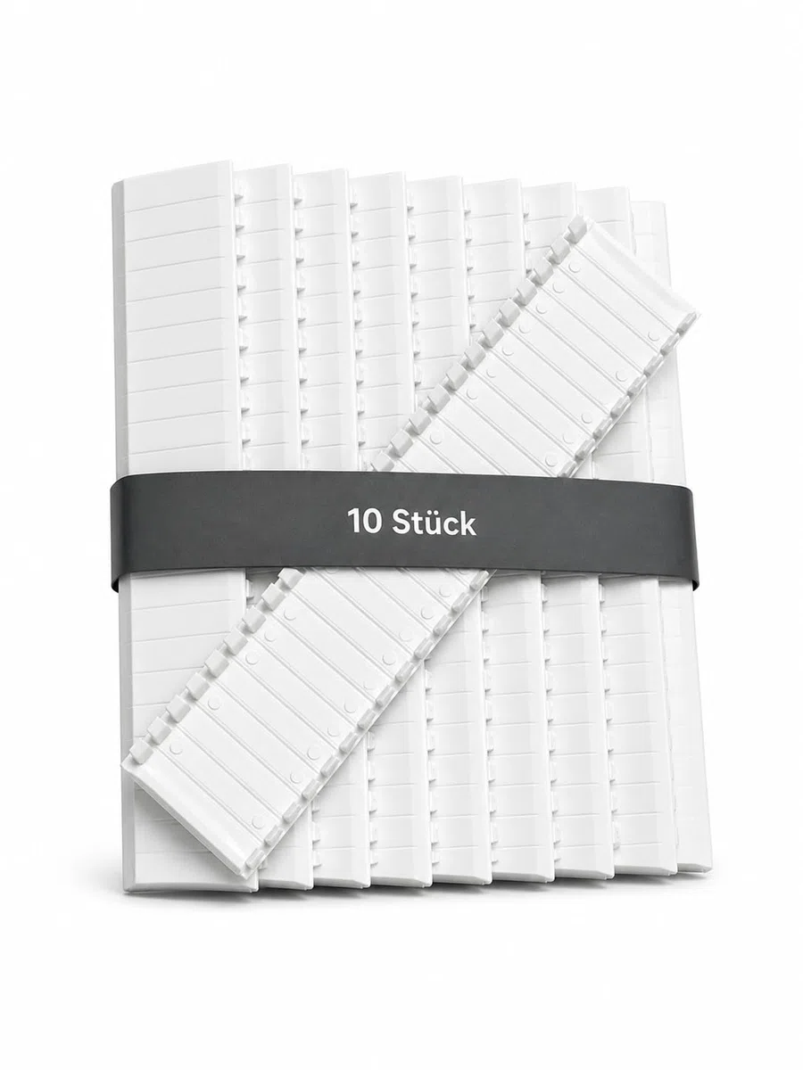 10 strisce di copertura cieca, 12 TE, strisce di copertura per scatola dei fusibili, scatola di distribuzione, in plastica, colore bianco, per guida per guida DIN 10 pezzi