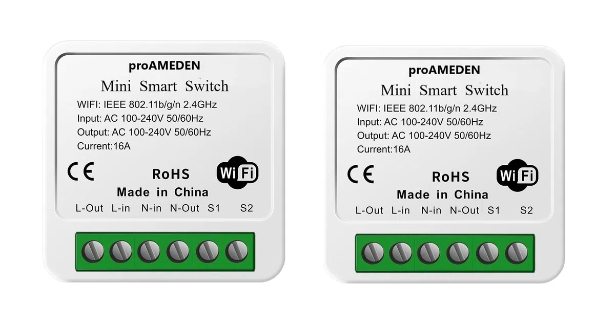 Interruttore intelligente Wi-Fi 16A Mini Smart Switch Wi-Fi, modulo interruttore, app Tuya/SmartLife, compatibile con Alexa, Google Home (2)