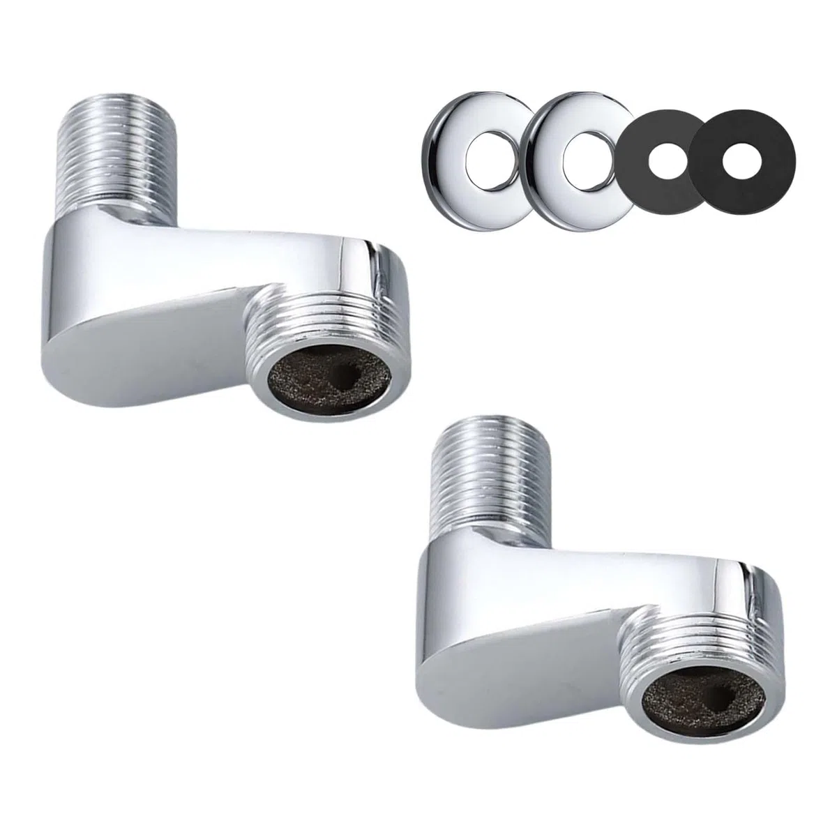 2 pezzi Adattatori per rubinetto doccia, Rubinetto per doccia Adattatore, Adattatore per rubinetto doccia a S, con anello decorativo e guarnizione di tenuta, Rubinetto doccia adattatore regolabile