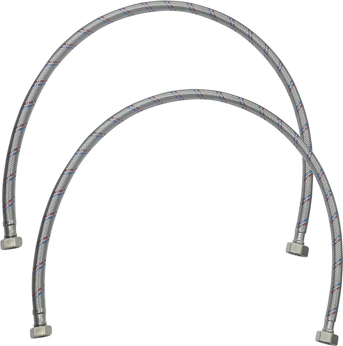 Set di 2 flessibili in acciaio inossidabile da 90 cm con attacco 1/2" Femmina x 1/2" Femmina Durabilità e flessibilità per le tue installazioni idrauliche