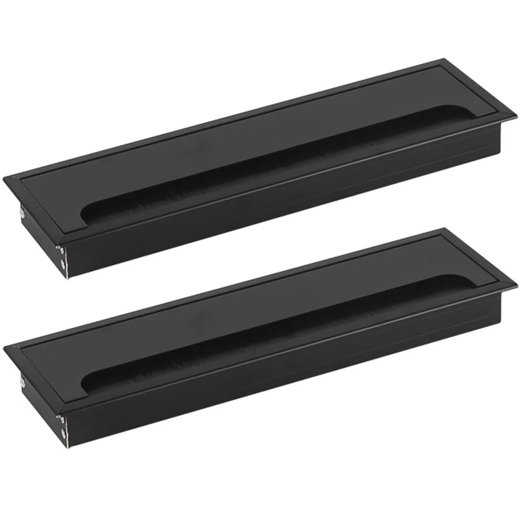 2 passacavi in lega di alluminio per scrivania, passacavo rettangolare 80 x 280 mm con guarnizione a spazzola in alluminio per tavolo