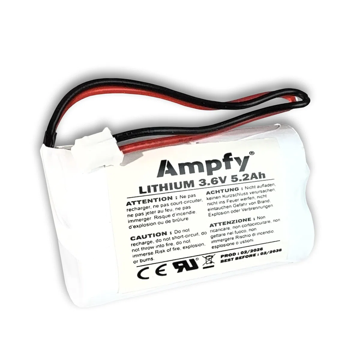 Batteria BAT6416227 3,6 V 5,2 Ah 5200 mAh | SIRENE Allarme Ricambio Compatibile con Delta Dore 6416227 / BP DME-DMBE Tyxal+ / 1S2P LS14500 SAFT / WILPA2493A / 2280015 / MGL0000015 453 ET; C…