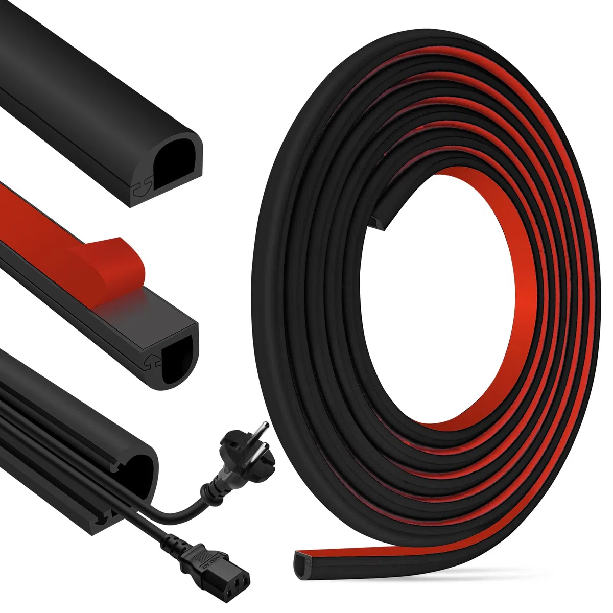 Canalina passacavi flessibile copri fili per TV muro canalina adesiva muro copricavi elettrici con apertura laterale (14mm×10mm×3m, Nero)