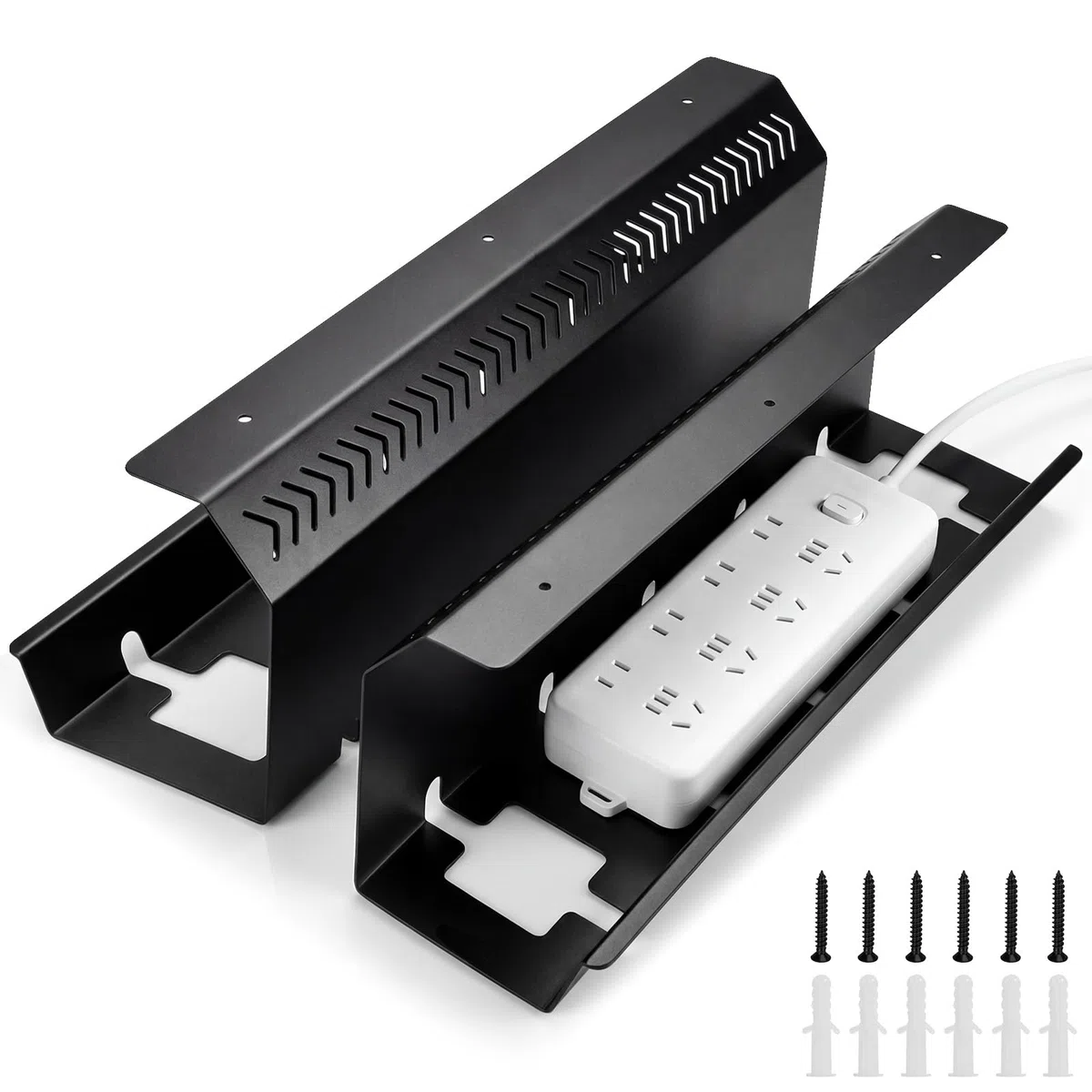 Gestione Cavi Sotto Scrivania, Cable Management, Cable Management Scrivania, Porta Cavi Scrivania,Include accessori, per home office e postazioni di lavoro(Nero,Set da 2)