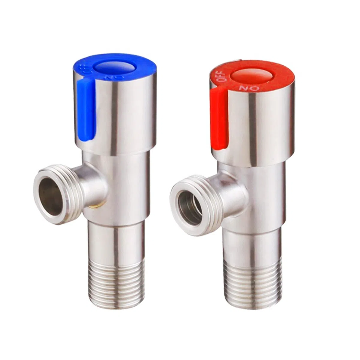2 Pezzi Valvole Angolari In Acciaio Inox, Valvola Angolo Del Rubinetto, Valvole Angolari in Acciaio inox per Lavabo,Applicare a Bagno, Cucina, Lavandino (Blu, Rosso)