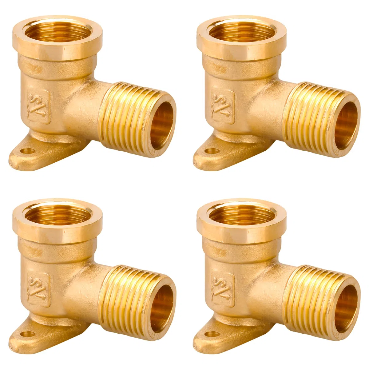 4 pezzi Parabrezza da parete da 1/2 pollici: connettore acqua, filettatura interna, scatola da parete da 1/2 pollice, arco in ottone, 90 gradi, raccordo angolare con filettatura interna, ideale