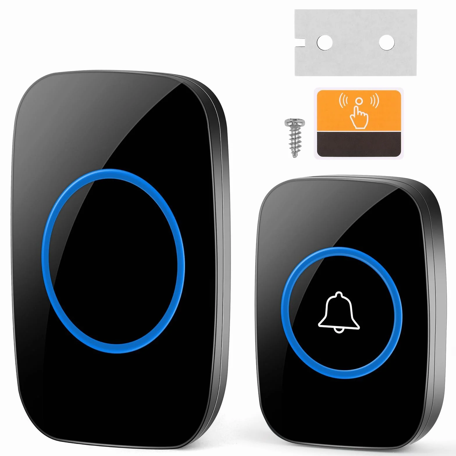 VFANDV Campanello Senza Fili da Esterno, Campanelli Wireless, Campanello Senza Fili da Esterno IP44, 60 Suonerie 5 Volumi, Wireless Doorbell con Raggio d’Azione 300M, Indicatori LED (Nero)