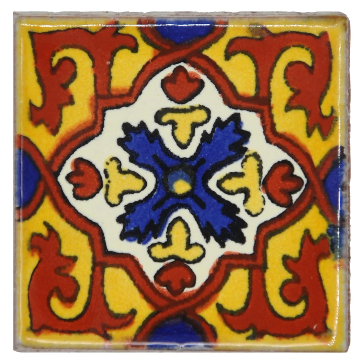 Tumia LAC Piastrelle Ceramica Messicane Talavera - Zita Artigianali Piastrelle Cucina,Bagno, Sottopentola e Fai-da-Te, Decorativo stile Mediterraneo - Pacco da 10
