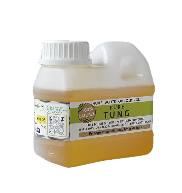 (Sol-éco) Pure Tung Oil | Protezione e manutenzione del legno per interni ed esterni | Contatto con gli alimenti | Mobili da giardino, piani di lavoro, terrazze, cucine, taglieri, teak, parquet, 500ml