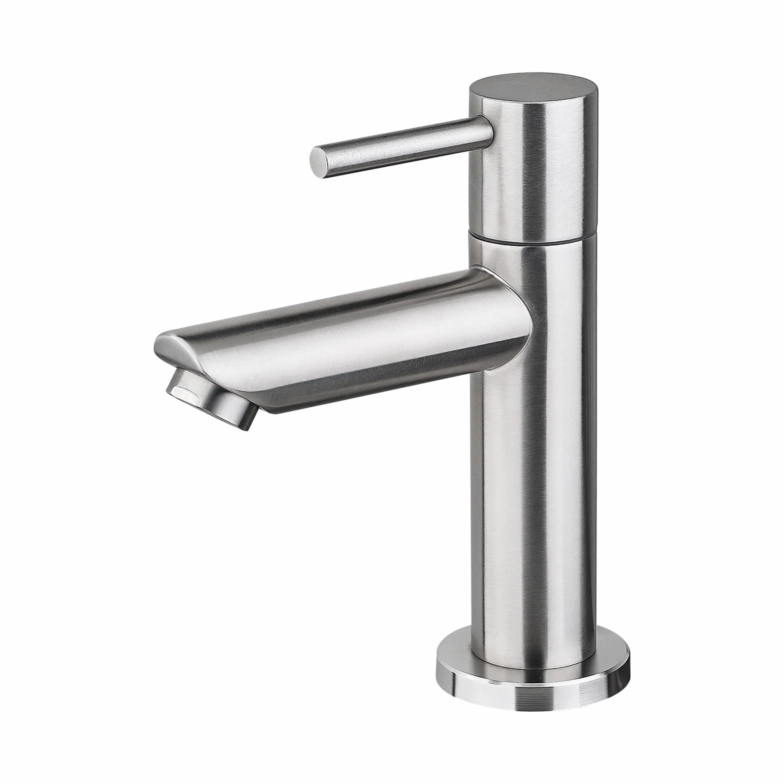 Ibergrif M18103 Rubinetto monocomando - SOLO ACQUA FREDDA (non miscelatore), per lavabo WC ospiti e bagni piccoli, Acciaio Inox SUS304 spazzolato
