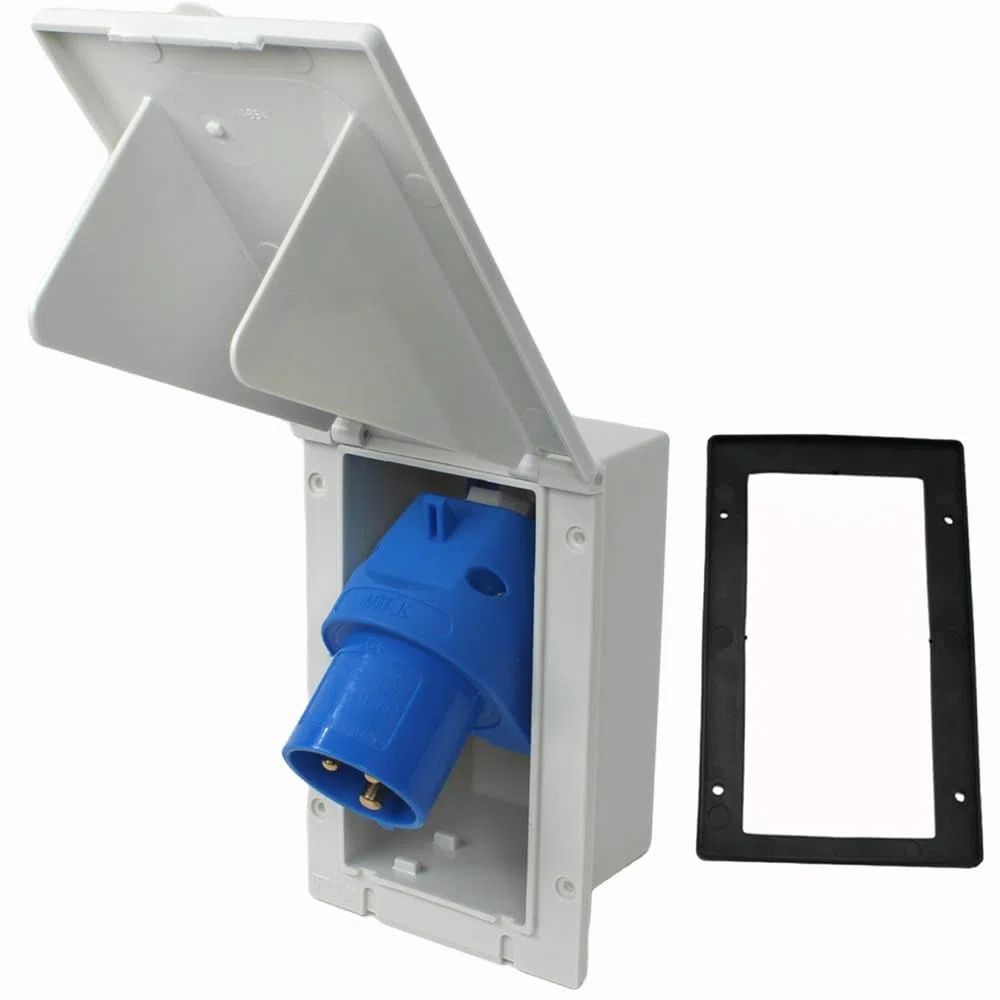 CEE - Presa di alimentazione rettangolare, IP44, per roulotte, camper, caravan, 220 V – 240 V