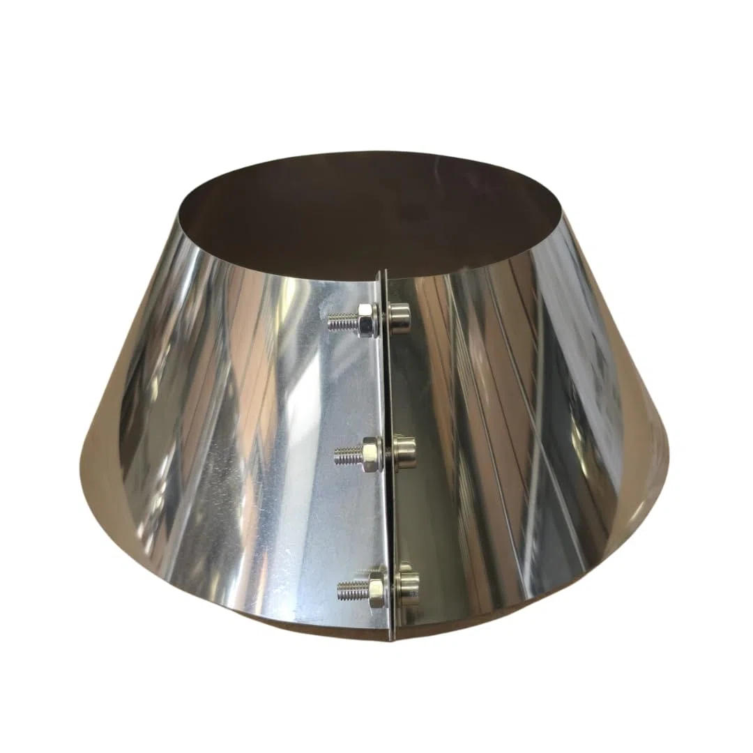 Gonnella per Bloccaggio Tubo sulla Conversa per Tetto - Doppia Parete – in Acciaio Inox AISI 304 BA SP. 5/10 – per Camini (Ø120-180 mm)