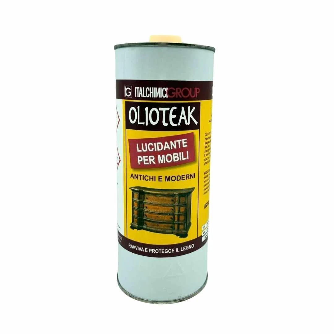 Italchimici Olio per Teak 1 Litro – Olio Protettivo per Legno Interno ed Esterno – Nutriente e Lucidante per Mobili, Tavoli, Serramenti e Superfici in Legno – Olioteak 1000 ml