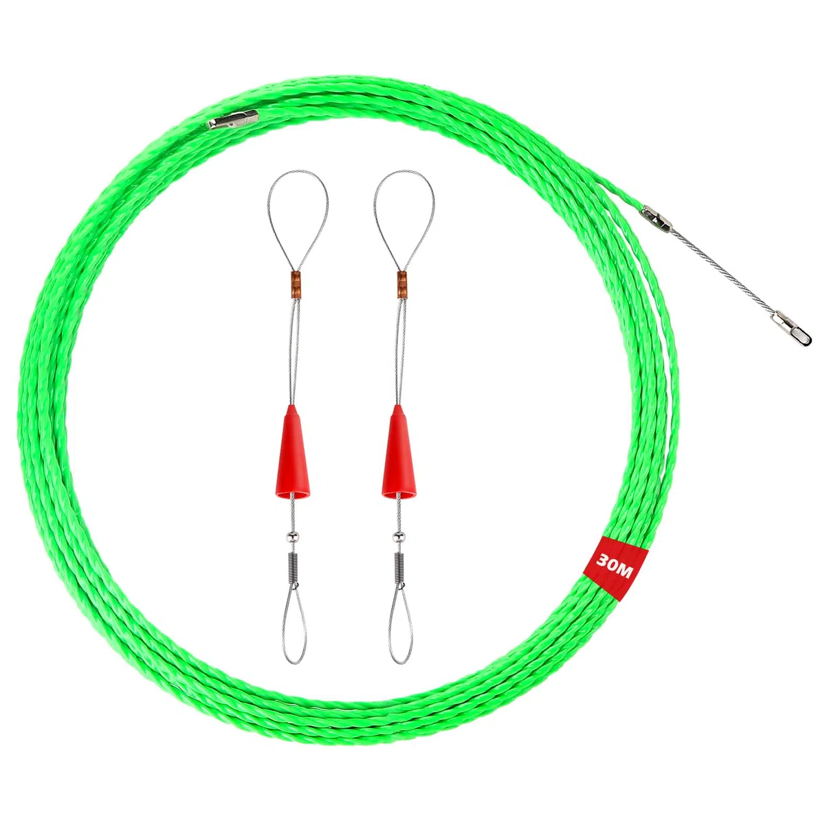 Sonda Passacavi 30 Metri, Sonda Elettricista 5mm, Molla Elettricista con 2 Molla di Guida, Sonda Passacavi Professionale, Sonda Tiracavi per Cavi Elettricista