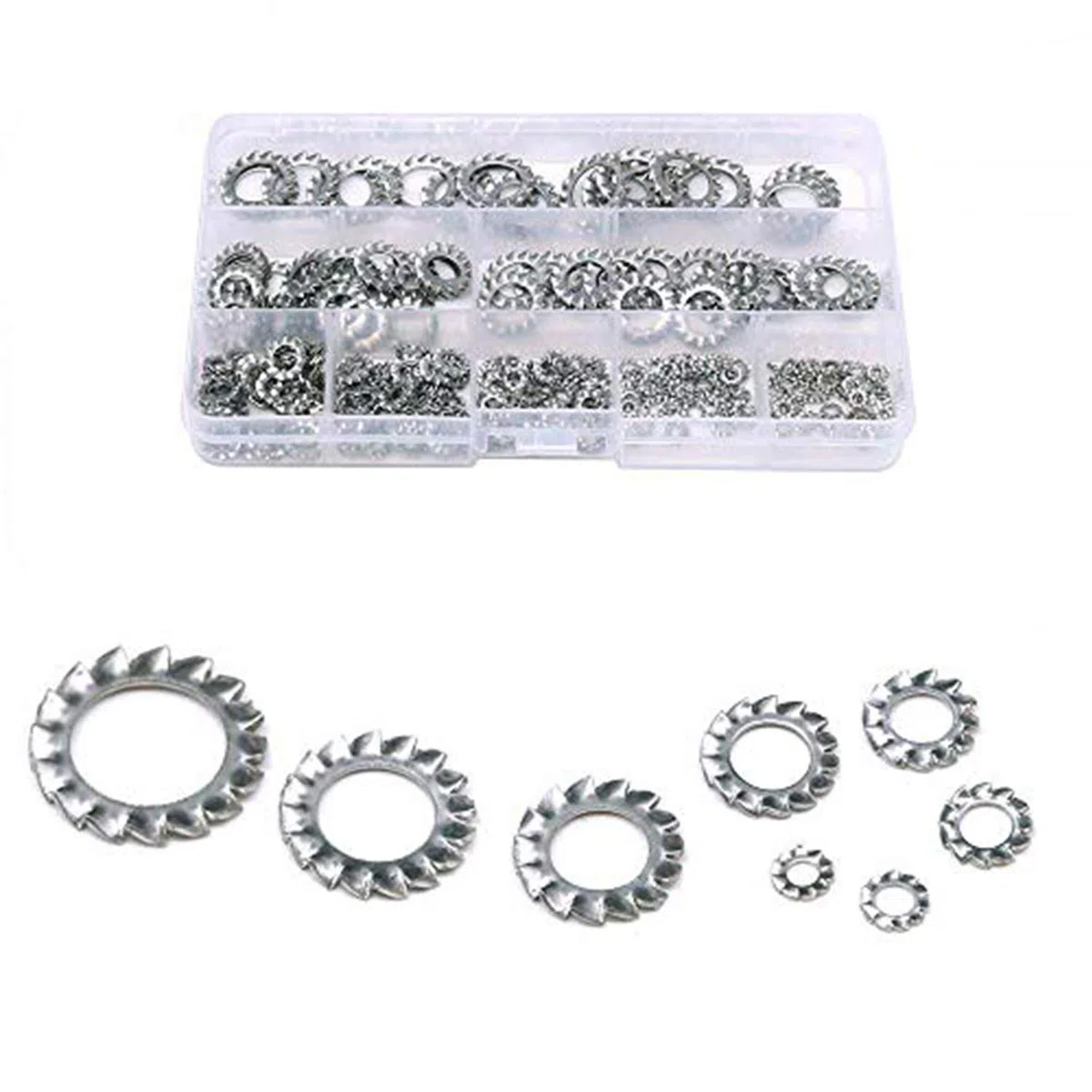 YouU 300 Pezzi di Rondelle Dentate 304 in Acciaio inox con Rondella Dentata Rondelle Dentate Esterne Assortimento Incluso: M2.5 M3 M4 M5 M6 M8 M10 M12
