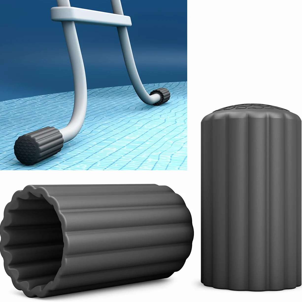 Cappucce protettive in silicone universali PoolFeet® per piedi di scaletta della piscina, proteggono la pellicola della piscina dai danni, accessori, piscina, scaletta per piscina, cuscinetti in gomma