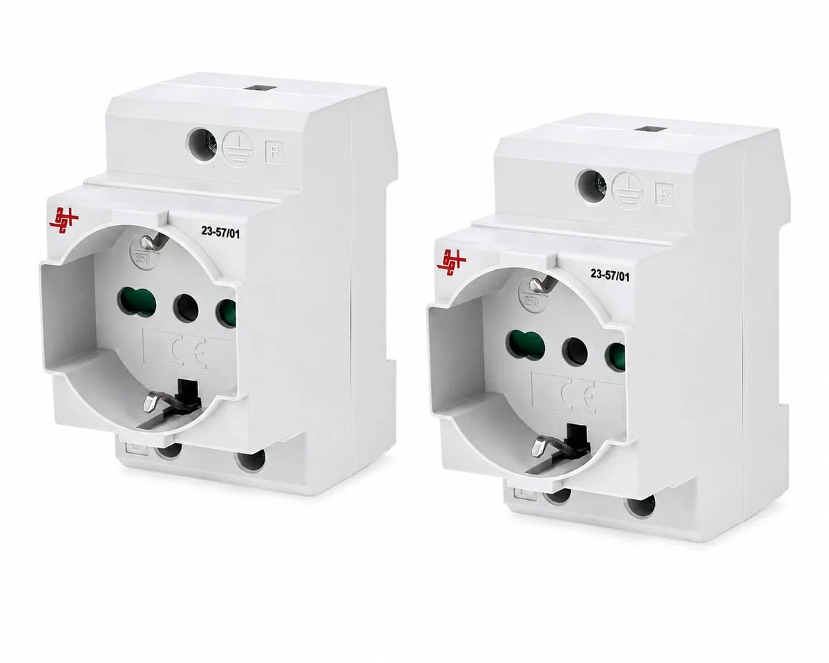Kit Prese Schuko Modulari DIN TS35 Professionali 16A 230V – Prese Universali P40 per Quadro Elettrico – Compatibili Spine Schuko e Italiane – Fissaggio a Vite – IP20 (2)